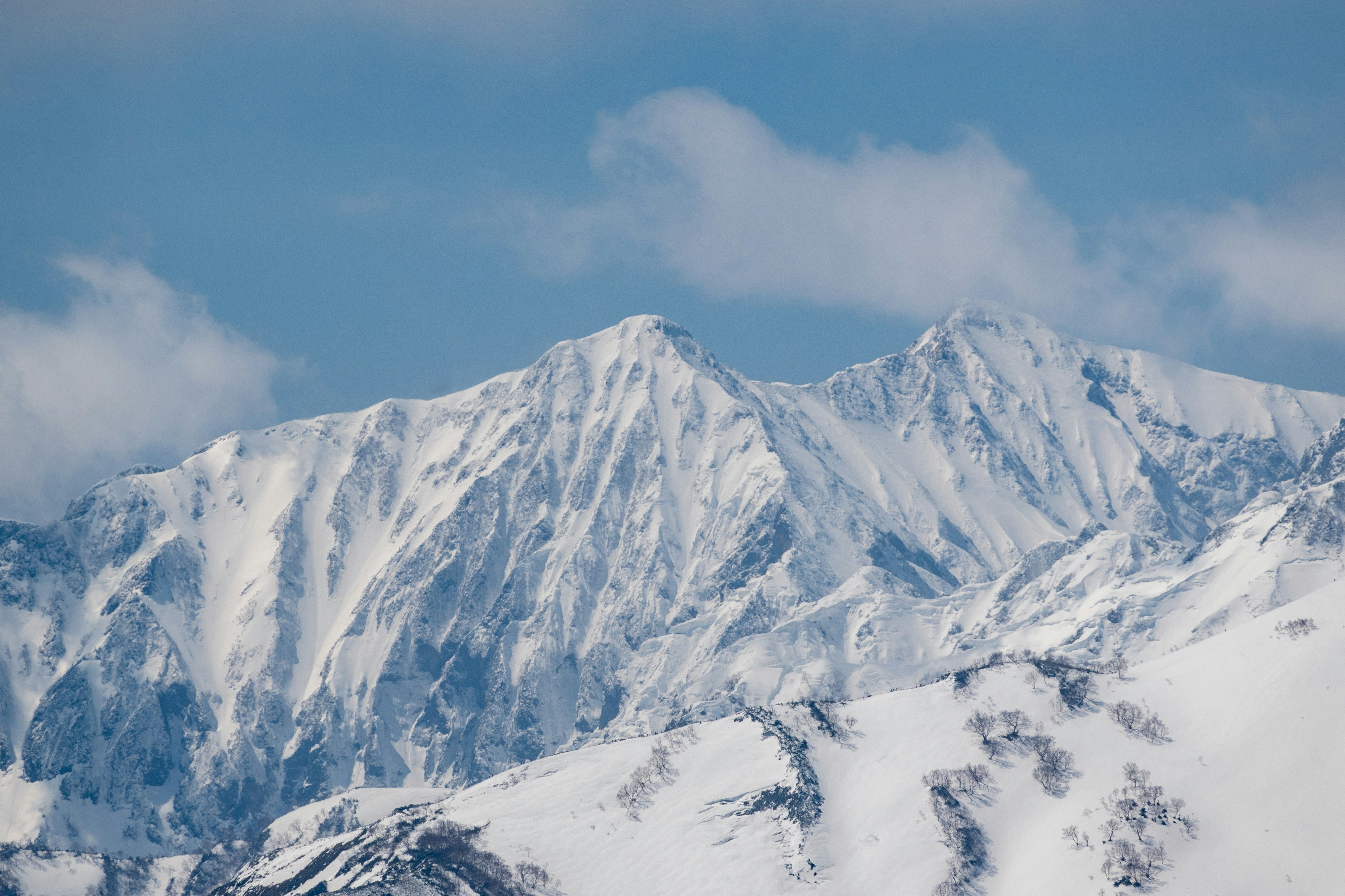 Snowy mountain peaks
